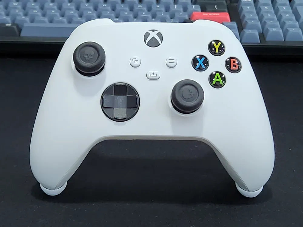 Xbox controller on 3D printed stand front view