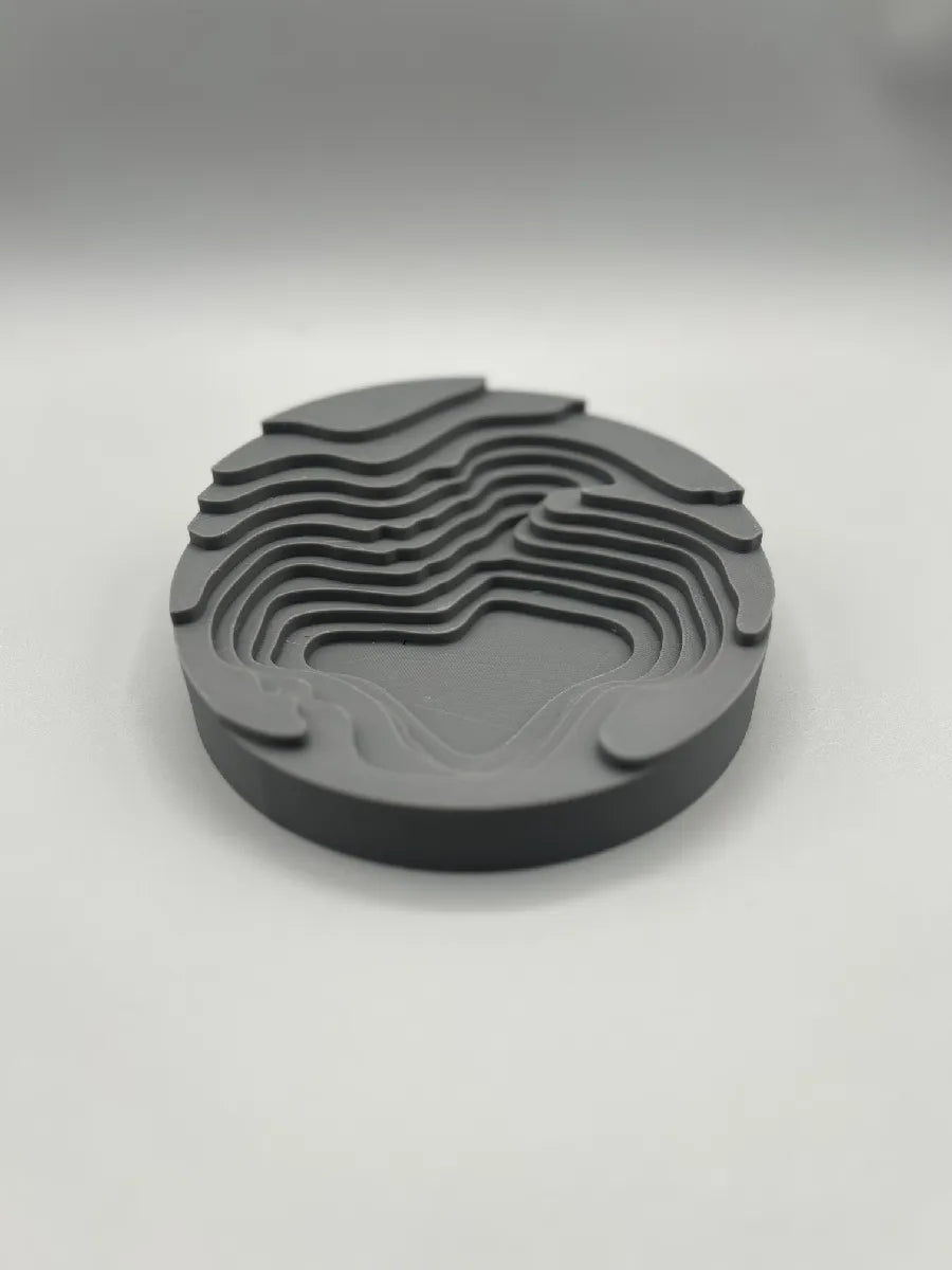 3D printed topography tray top view showing contour design