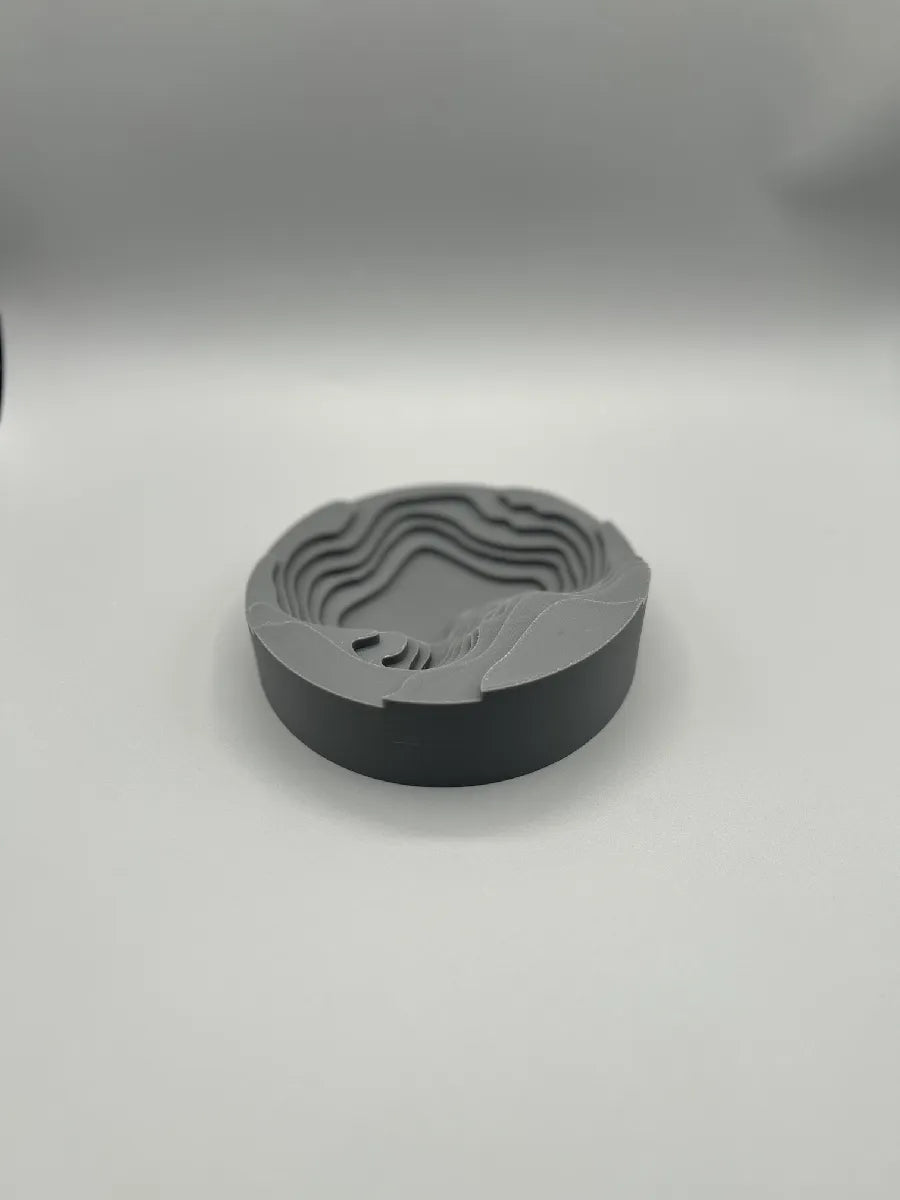 3D printed topography tray side view showing layered depth