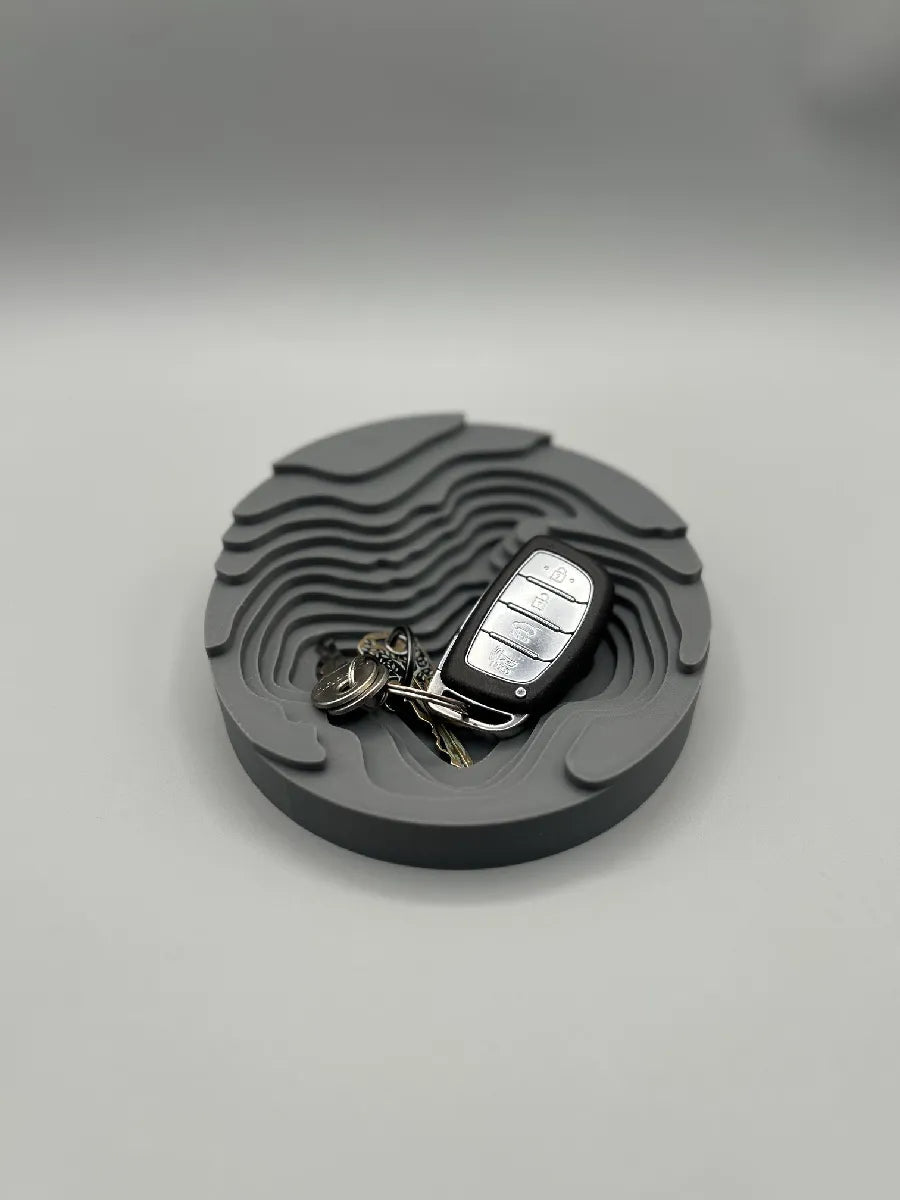 3D printed topography tray with car keys and keychain