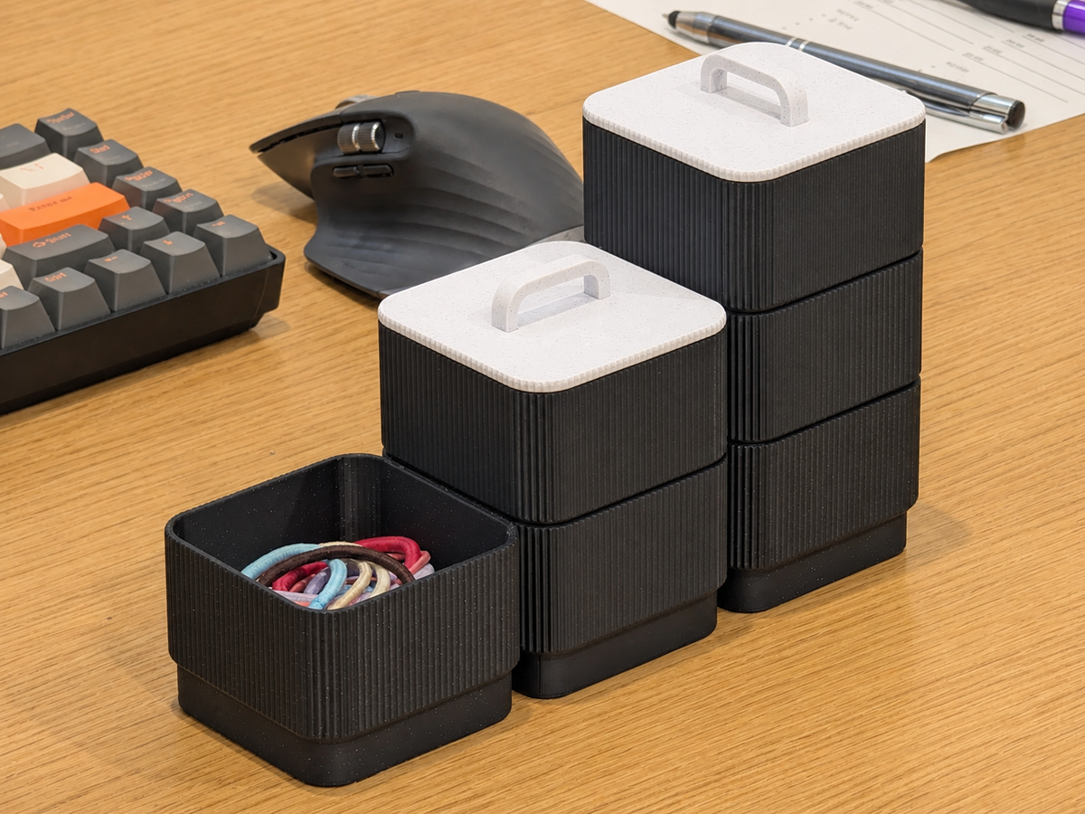 3D Printed Ribbed Stackable Storage Box