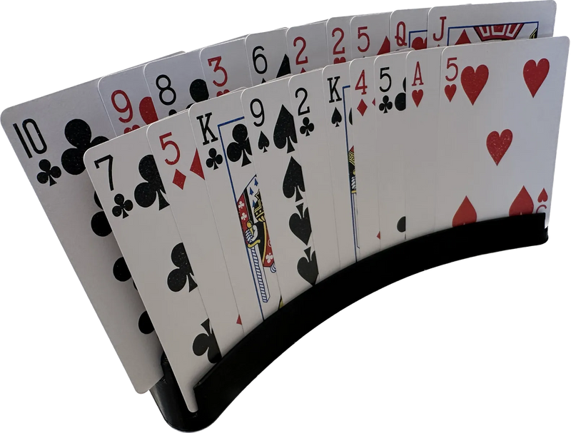 3D printed playing card holder with cards fanned out